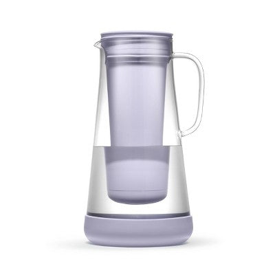 LifeStraw Home 7 Cup Glass Water Filter Pitcher with Silicone Base Wisteria