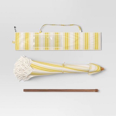 7.5' Round Scalloped Umbrella with Fringe Spiaggia Stripe - Threshold (LOCAL PICKUP ONLY)