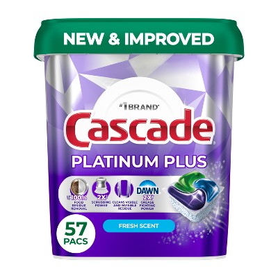 Cascade Platinum Plus Action Pacs Dishwasher Detergent - Fresh - 57ct
