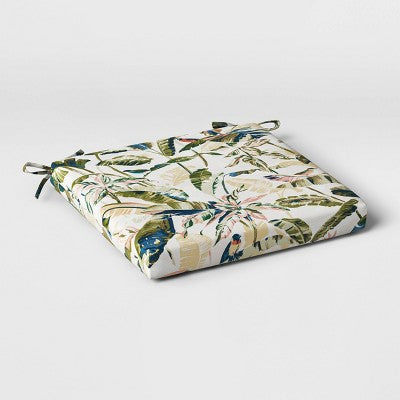 18"x20" Cavendish Canary Tropical Woven Outdoor Chair Seat Cushion Multicolor - Threshold: UV, Fade-Resistant, Zipper Closure