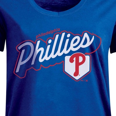 MLB Philadelphia Phillies Women's Bi-Blend Scoop Neck T-Shirt - L