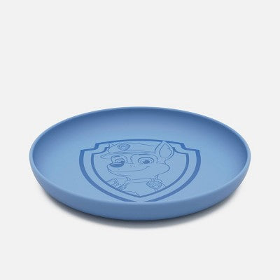 Lalo PAW Patrol 3pc Silicone Plate + Utensils Set - Chase: Solid Pattern, Service For 1, Silicone, Stainless Steel