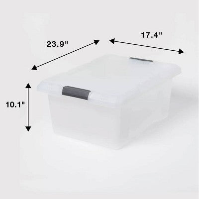 Medium Frosted Latching Storage Box - Brightroom: Stackable Polypropylene Tote with Lid, 48L Capacity (LOCAL PICKUP ONLY)