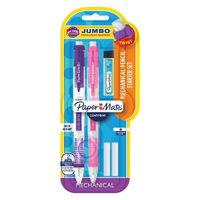 2pk #2 Mechanical Pencils with Lead/Eraser Refill ClearPoint Elite .7mm Multicolor - PaperMate