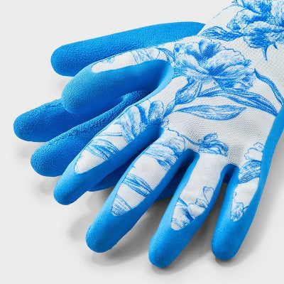 Floral Print Garden Pull-On Gloves - A New Day Blue L/XL