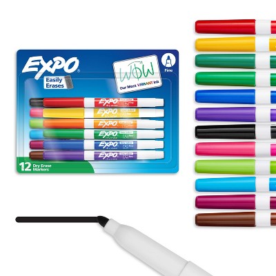 Expo 12ct Dry Erase Markers Fine Tip Assorted