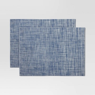 2pk Placemat Blue Heathered Vinyl - Threshold