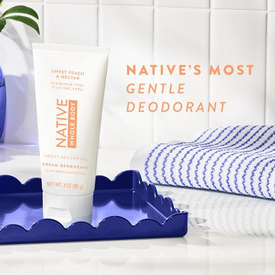 Native Whole Body Cream Deodorant - Sweet Peach & Nectar - Aluminum-Free - 3oz
