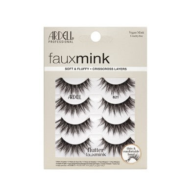 Ardell Faux Mink Flutter False Eyelashes - 4ct: Synthetic Hair, Full Volume, Adhesive Not Included
