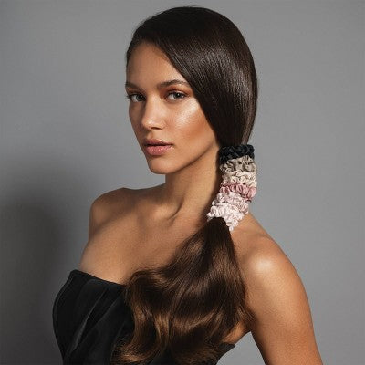 The Hair Edit Ruched Ribbon Skinny Satin Scrunchies - 8pk