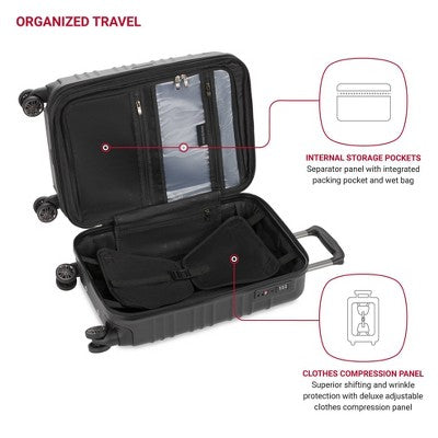 SWISSGEAR Cascade II Hardside Carry On Spinner Suitcase - Black: