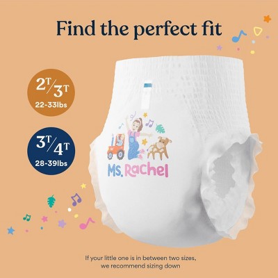 Millie Moon Ms. Rachel Potty Training Gift Set - Size 2T-3T: Disposable Training Pants, Wood Fluff Pulp, 22-33 lbs