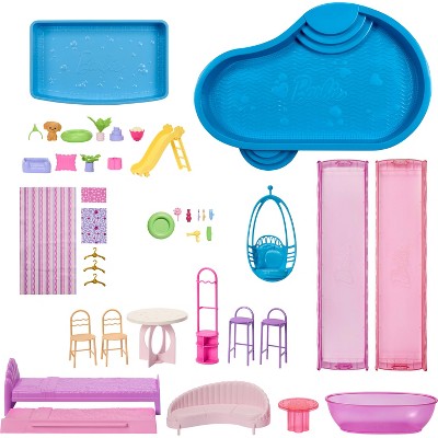 Barbie DreamHouse Dollhouse 2026, 2 Pools, 2 Slides, 2 Houses, Elevator with 3 Levels & 65+ Pieces Including Furniture & Accessories (LOCAL PICKUP ONLY)