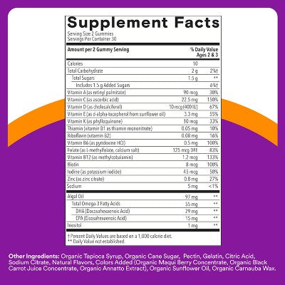 SmartyPants Toddler Plus Multivitamin & Omegas Gummies with Vitamins C, D3, B12 & Zinc - 60ct