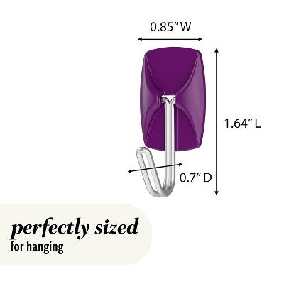 Command 4pk Damage-Free Small Wire Hooks Candied Plum
