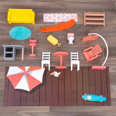 KidKraft Ferris Wheel Fun Beach House Wooden 360-Play Dollhouse with 19 Accessories (LOCAL PICKUP ONLY)