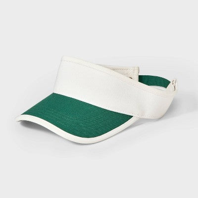 Women's Recycled Polyester Visor Hat - Universal Thread Off-White/Green: Adjustable Twill Sun Hat