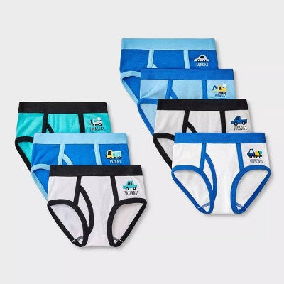 Toddler Boys' 7pk Briefs - Cat & Jack 2T-3T: Cotton Knit, Mid Rise, Vehicle Patterns