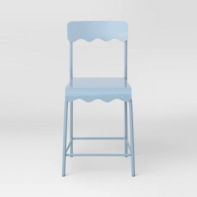 Set of 2 24" Wavy Metal Counter Height Barstool with Footrest Blue - Room Essentials (LOCAL PICKUP ONLY)