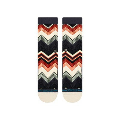 STANCE Men's Floral Print Wavy Screen Crew Socks - Gray/Black/White/Red 6-12