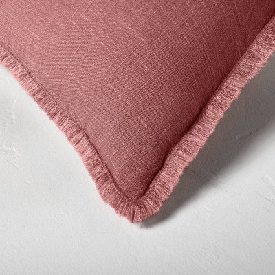 Lumbar Heavyweight Linen Blend Throw Pillow Rose - Casaluna: Rayon Weave, Indoor Use, Removable Cover (LOCAL PICKUP ONLY)