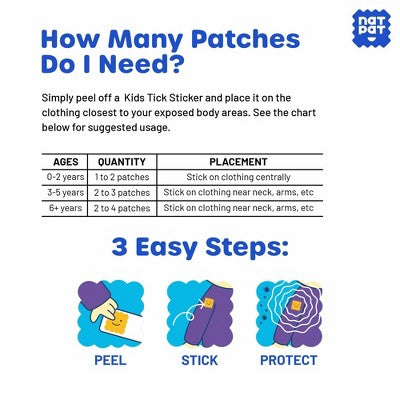 NATPAT 24ct "TrailPatch" Tick Repellent Stickers Natural and Non-Toxic for Kids & Adults, Ideal for Hiking & Outdoor