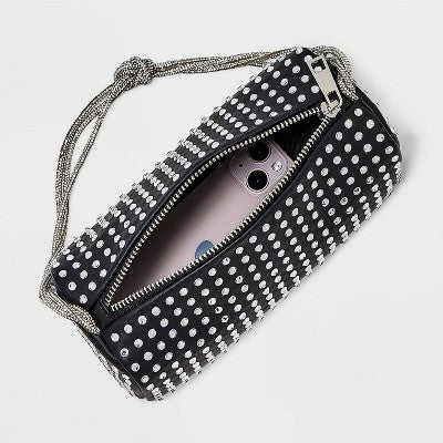 Mini Embellished Boxy Barrel Bag - A New Day Black