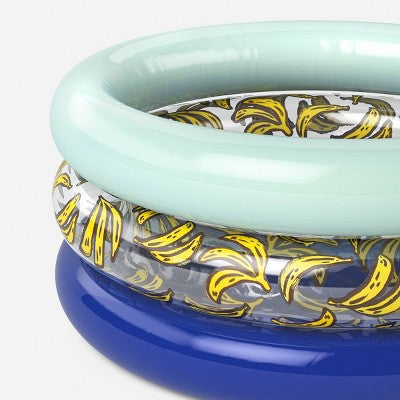 8.79'' x 6.59'' x 2.2'' Mini 3 Ring Pool Banana Printing 11 Galton Round Kiddie Pool - Sun Squad