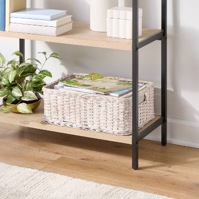Woven Rattan Folio Bin White Washed - Brightroom