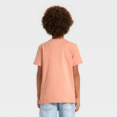 Boys' Short Sleeve Pocket T-Shirt Cat & Jack Light Orange L Husky