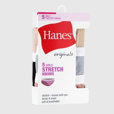 Hanes Originals Girls' 5pk Tween Bikini Underwear - 16