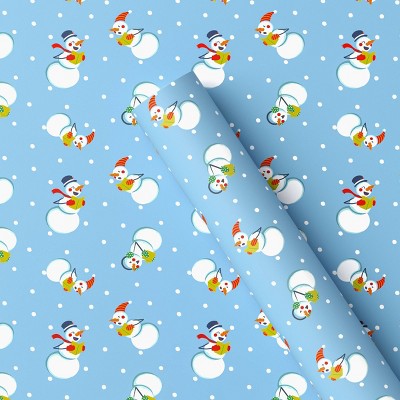 50 sq ft Singing Snowmen Christmas Gift Wrap Light Blue - Wondershop (LOCAL PICKUP ONLY)