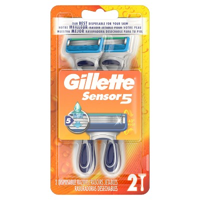 Gillette Sensor Men's 5 Blade Disposable Razors - 2ct