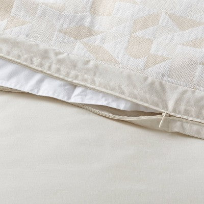 Full/Queen Geo Matelasse Duvet Cover and Sham Set Khaki/Ivory - Threshold: Woven Jacquard, Cotton Blend, OEKO-TEX Certified