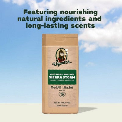 DR. SQUATCH Men's Rapids Non-Exfoliating Body Wash - Sierra Storm - 14 fl oz: Basic Cleansing, Whole Body, Gel, Normal Skin