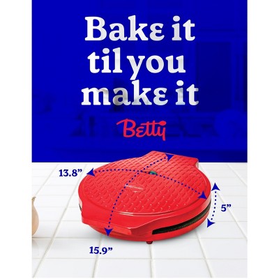 Betty Crocker Pizza Maker Plus, 12" Indoor Electric Grill, Nonstick Griddle Pan for Pizzas, Quesadillas, Tortillas, Nachos and more, Red