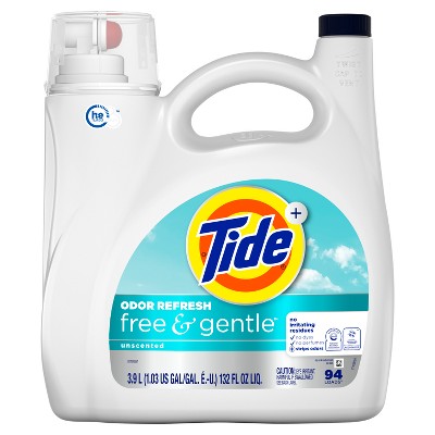Tide Liquid HE Odor Refresh Laundry Detergent - Free & Gentle - 132oz