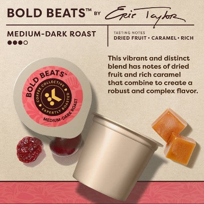 Keurig Coffee Collective Bold Beats Medium Dark Roast K-Cup Coffee Pods - 8ct: Arabica Beans, Caramel Flavor
