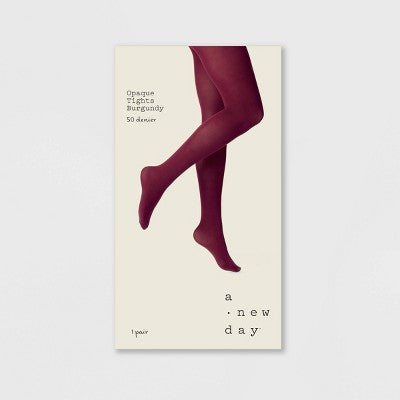 Women's 50D Opaque Tights - A New Day Dark Burgundy S/M