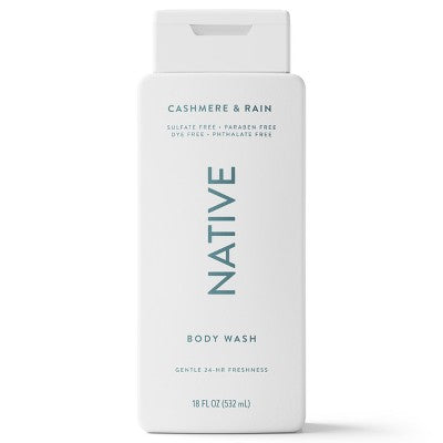Native Body Wash for Men - Cashmere & Rain - Sulfate Free - 18 fl oz: Liquid, Whole Body, Normal Skin, Squeeze Bottle