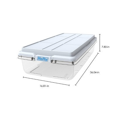 Hefty 63qt Hi-Rise Underbed Clear Storage: Plastic Utility Bin with Locking Handles & Latches, Long Universal Storage (LOCAL PICKUP ONLY)
