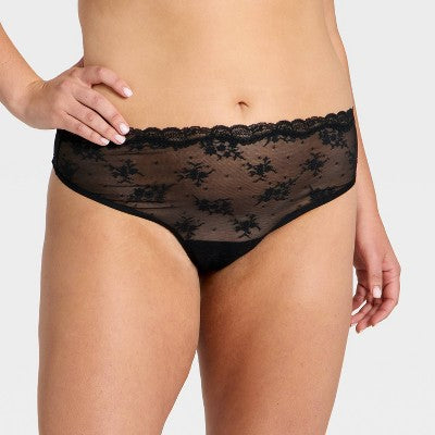 Women's Lace Thong 3pk - Wild Fable Black/Red/Light Pink XXL