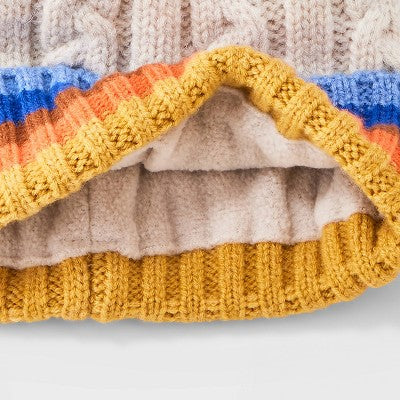 Toddler Boys' Cable Knit Striped Beanies - Cat & Jack 2T-5T