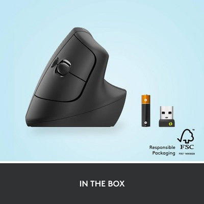 Logitech Lift Bluetooth Mouse - Black: Ergonomic Wireless Computer Accessory