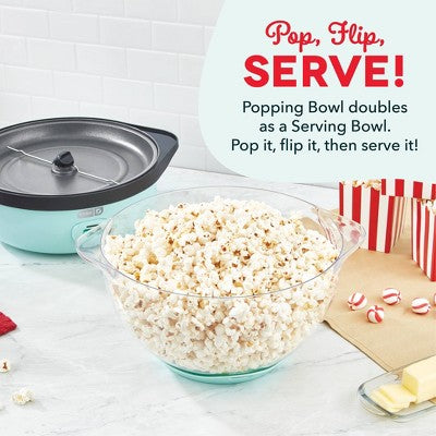 Dash 6qt SmartStore Stirring Popcorn Maker - Aqua: Electric Popcorn Popper, 850W, Hand Wash, 1-Year Warranty