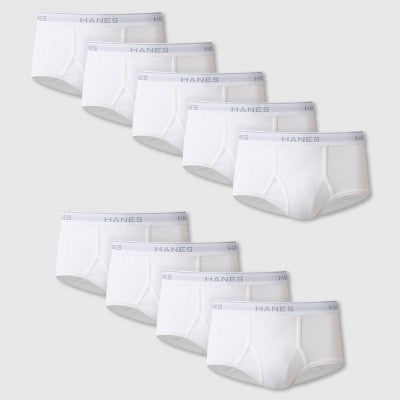 Hanes Men's 10pk Briefs - White XL: Tagless, High Rise, Moisture Wicking, Breathable Cotton