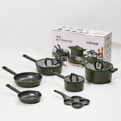 Carote 21pc Nonstick Cookware Set Dark Green (LOCAL PICKUP ONLY)