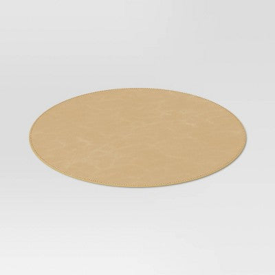 Faux Leather Charger Gold - Threshold: Modern Round Placemat, Solid Pattern, Christmas Decor, 15" Polyurethane