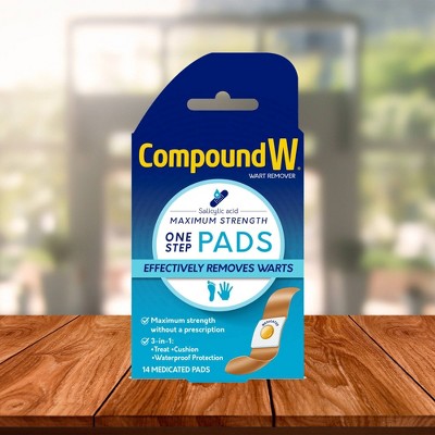 Compound W Maximum Strength One Step Plantar Wart Remover Foot Pads - 14 ct