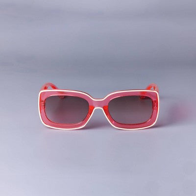 Women's Rectangle with Rim Sunglasses - Wild Fable Pink: UV Protection, Impact-Resistant, Recycled Plastic Frame